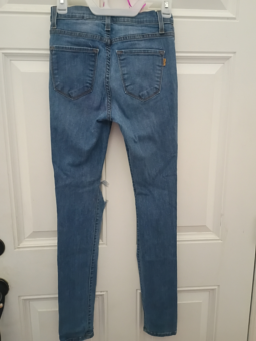 Vibrant Light Blue Distressed Skinny Jeans - Picture 3 of 3